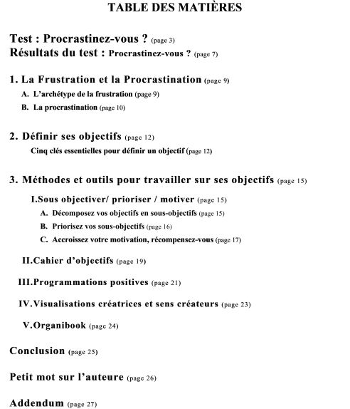 Table Matière Objectiver